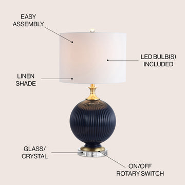 Lucette 26.5" Glass/Crystal LED Table Lamp - JONATHAN Y